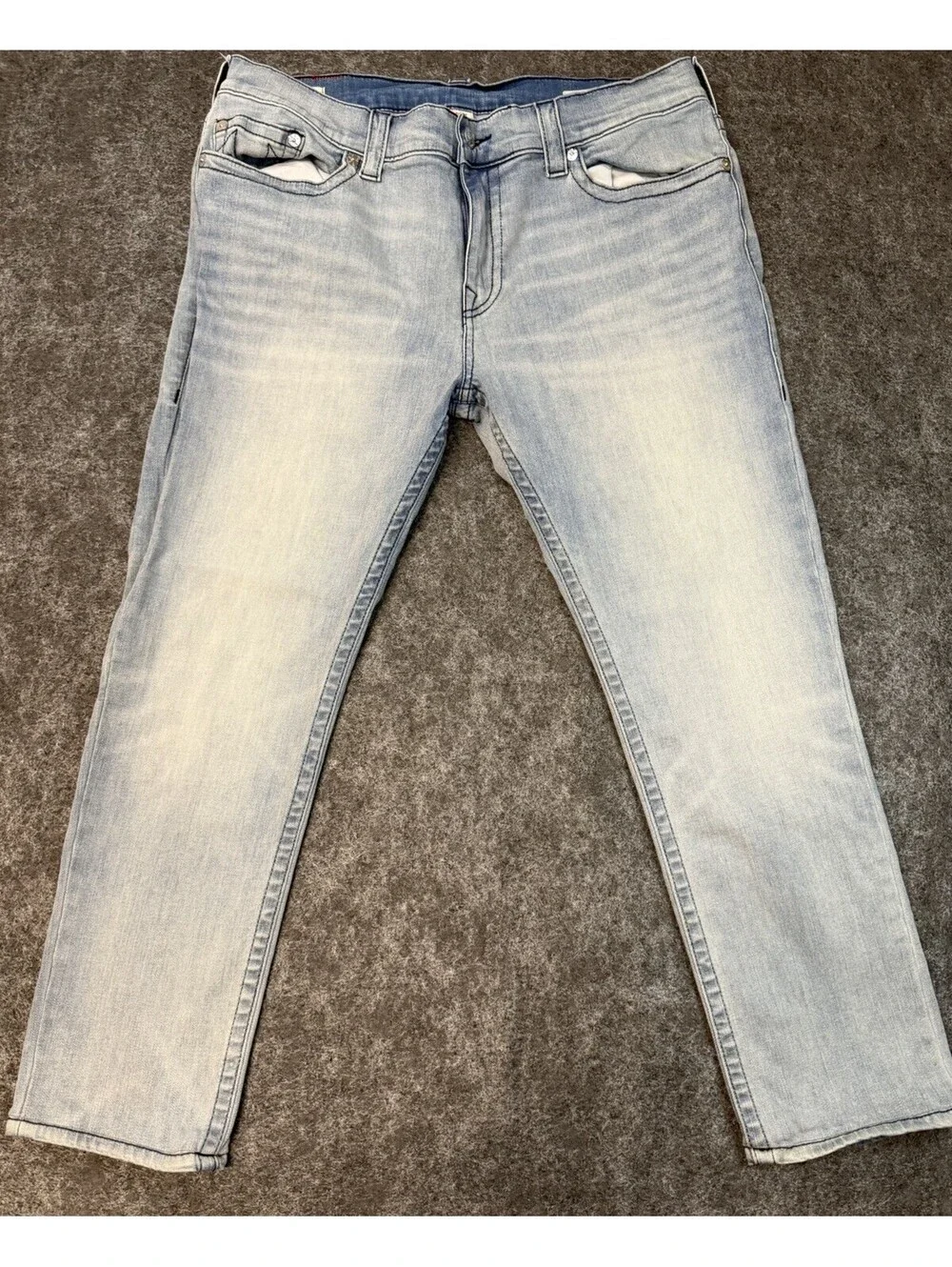 True Religion Rocco Relaxed Skinny Jeans Men’s 38x27 Light Wash Stretch Denim